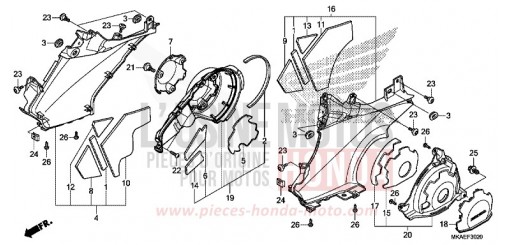 PANNEAU MARCHE/FLASQUE DE MOTEUR NC750DG de 2016